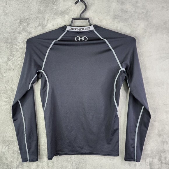 Mens Black Under Armour HeatGear Compression Shirt Long Sleeve Crew Neck Size L - Picture 8 of 11